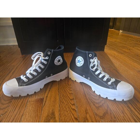 Converse Chuck Taylor All Star High Black White Platform Womens Sneakers Size 11 - Picture 3 of 13